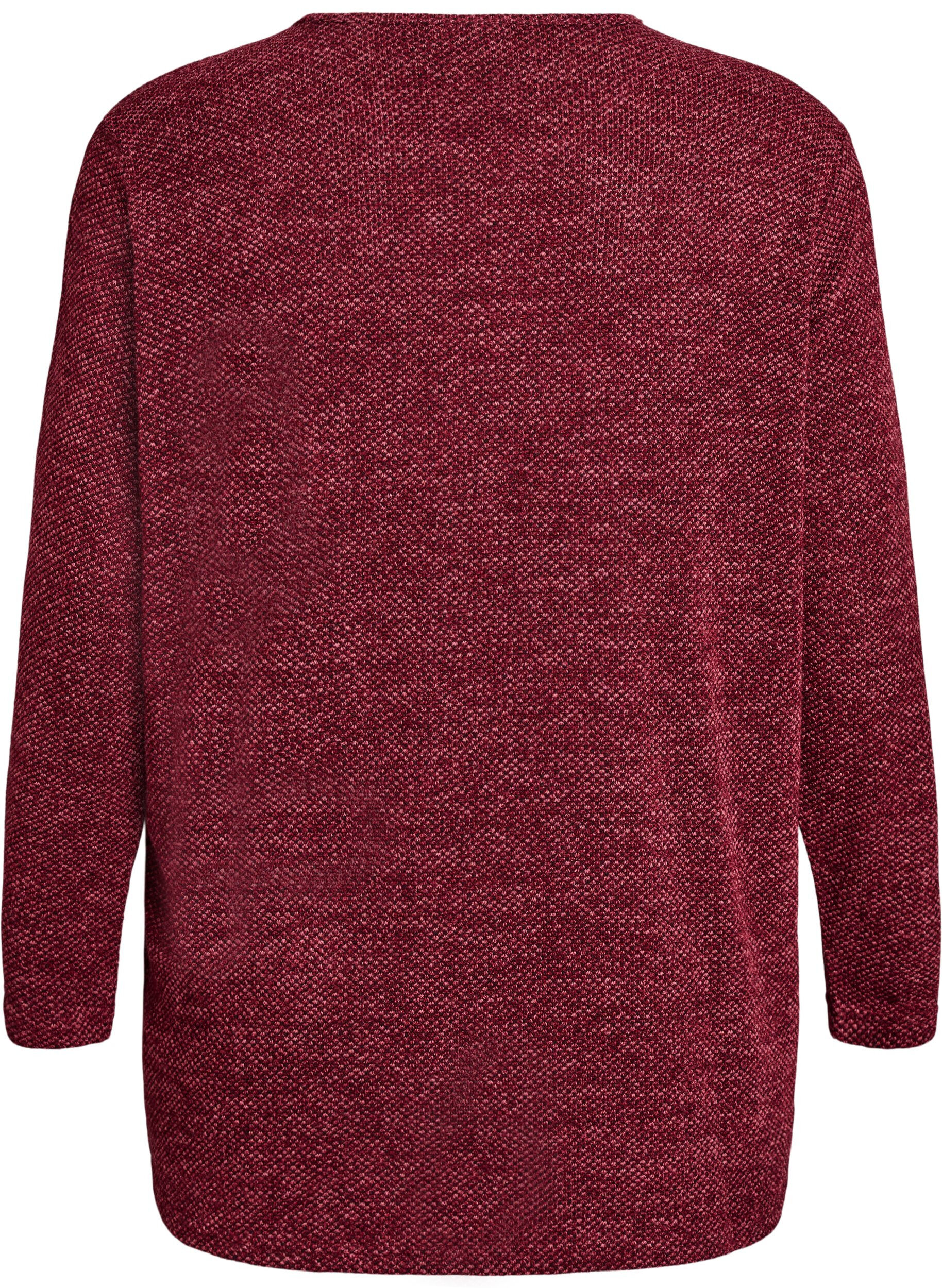 ZizziPitk&auml;hihaiset pusero rakenteella, Tumma Bordeaux, Packshot image number 1