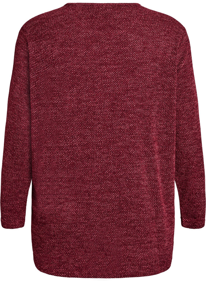 Pitk&auml;hihaiset pusero rakenteella, Tumma Bordeaux, Packshot image number 1
