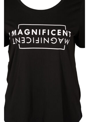 Lyhythihainen puuvillainen t-paita painatuksella, Black/Magnificent, Packshot image number 2