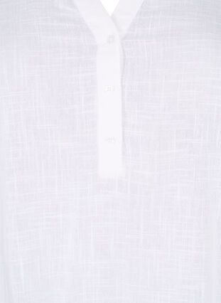 Puuvillainen paitapusero v-aukolla, Bright White, Packshot image number 2