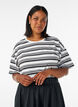 Boxy-mallinen raidallinen T-paita, Musta, Model image number 0