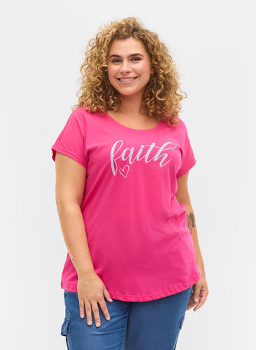 Väljä puuvillainen t-paita lyhyillä hihoilla, Beetroot Pur Faith, Model image number 0