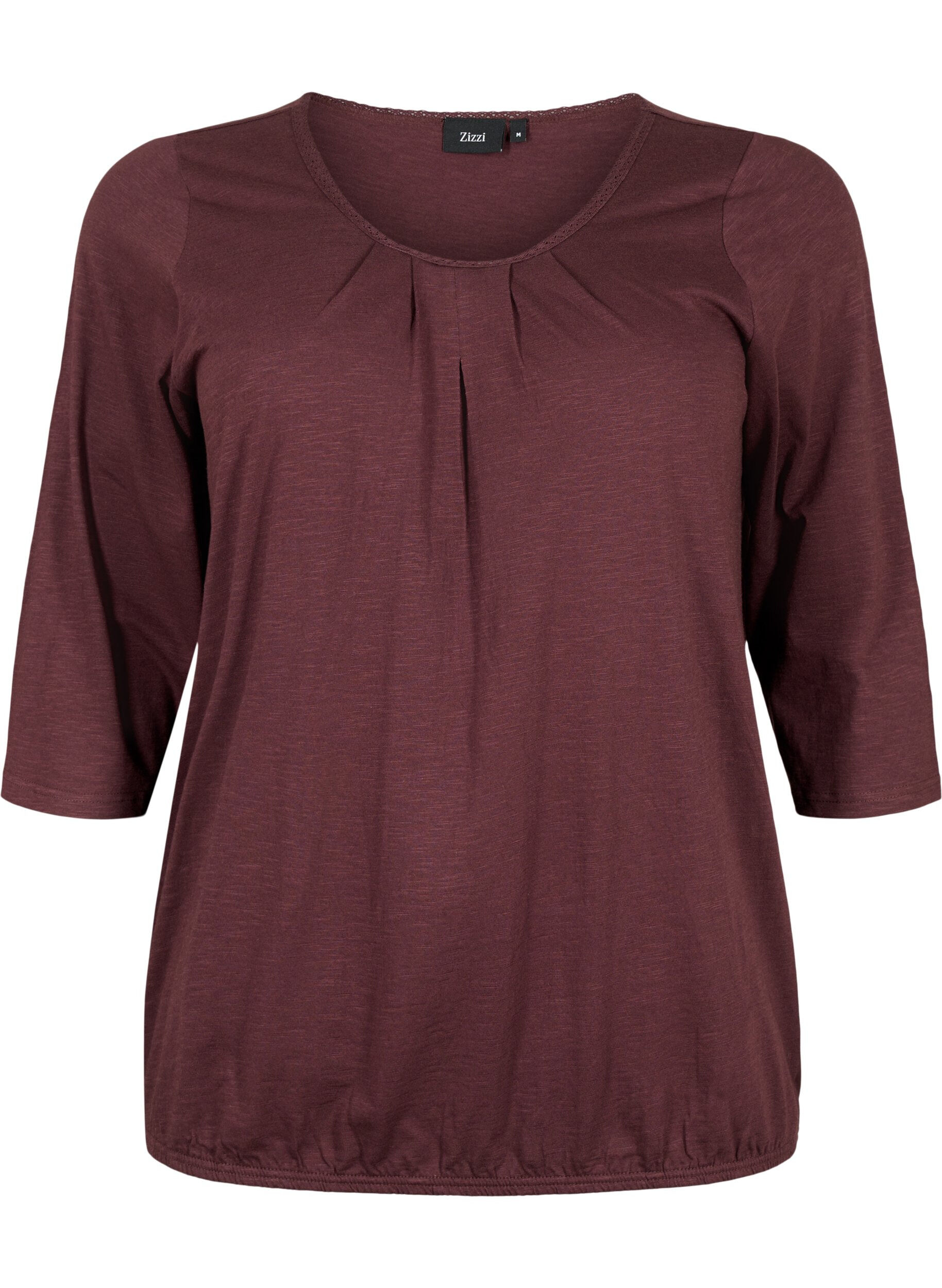 Zizzi Puuvillatoppi, jossa 3/4-hihat, Fudge, Packshot image number 0