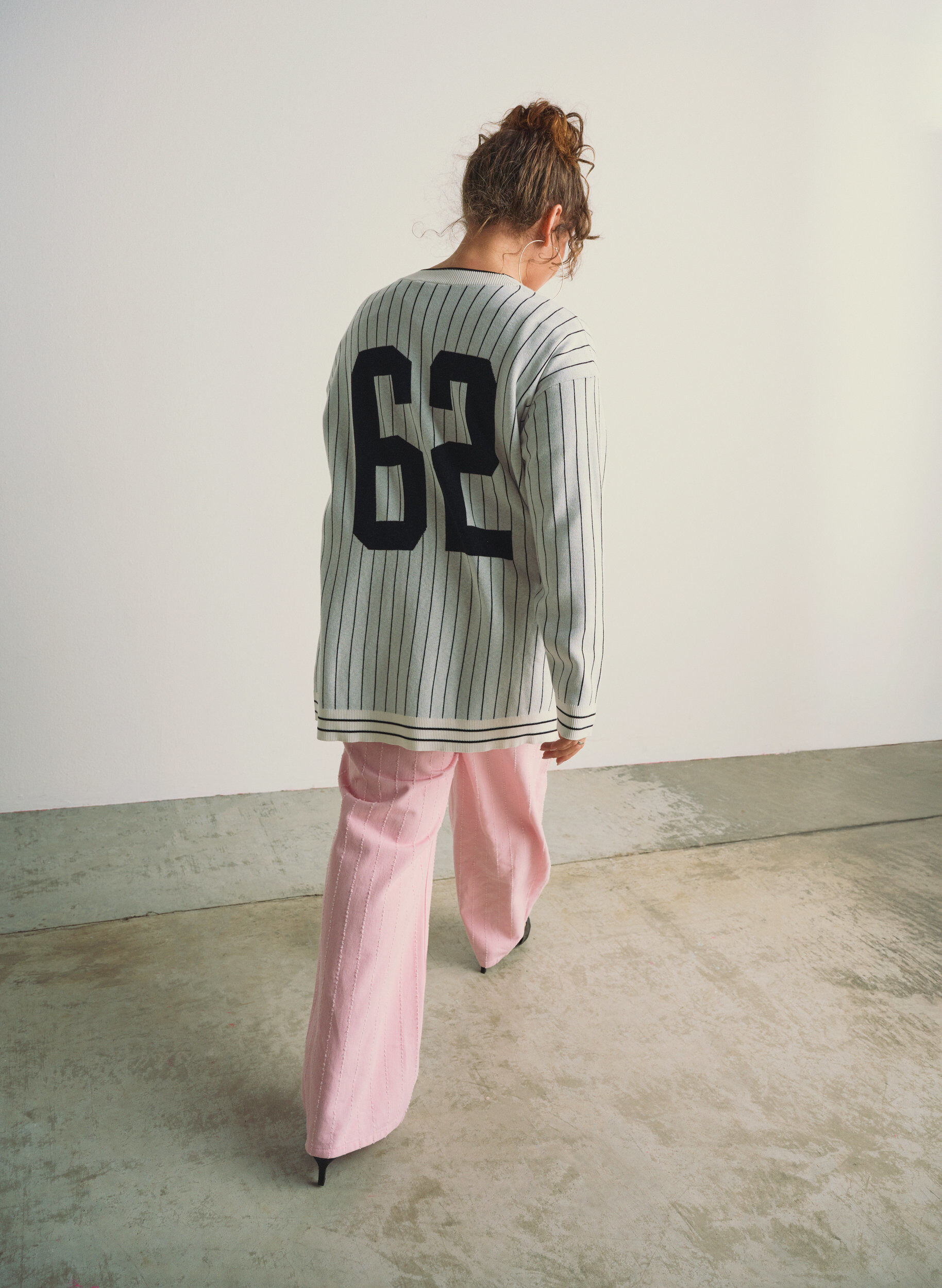 Zizzi Raidallinen neuletakki sel&auml;n printill&auml;, Valkoinen, Image image number 0