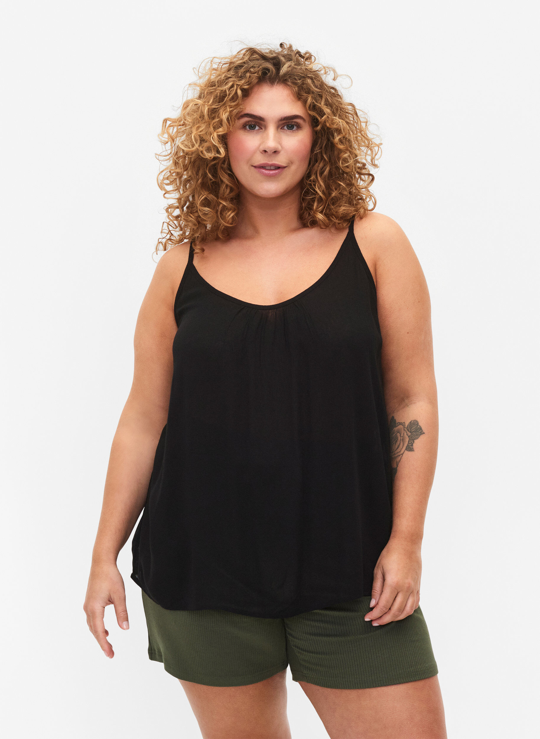 Viskoosista valmistettu narutoppi, Musta, Model
