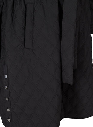 Pitkä tikattu takki vyöllä, Black, Packshot image number 3