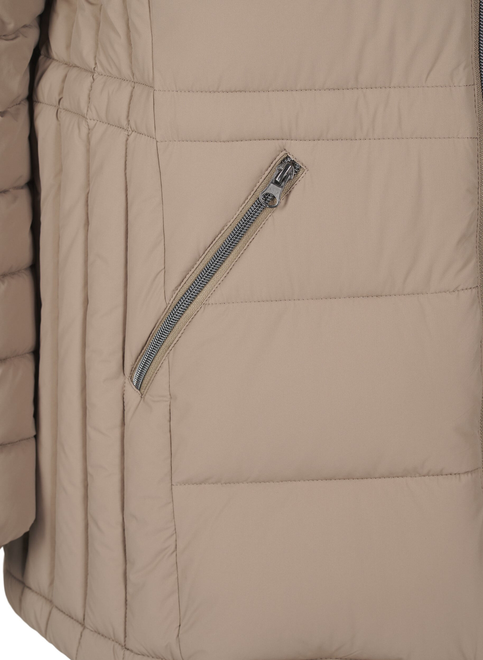 Zizzi Lyhyt tikkitakki taskuilla, Beige, Packshot image number 3