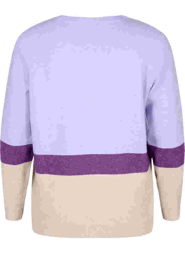 Raidallinen neulepusero pyöreällä pääntiellä, Lavender Comb, Packshot image number 1