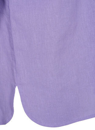 Puuvilla-pellavasekoitteinen paitapusero, jossa on napitus, Lavender, Packshot image number 3