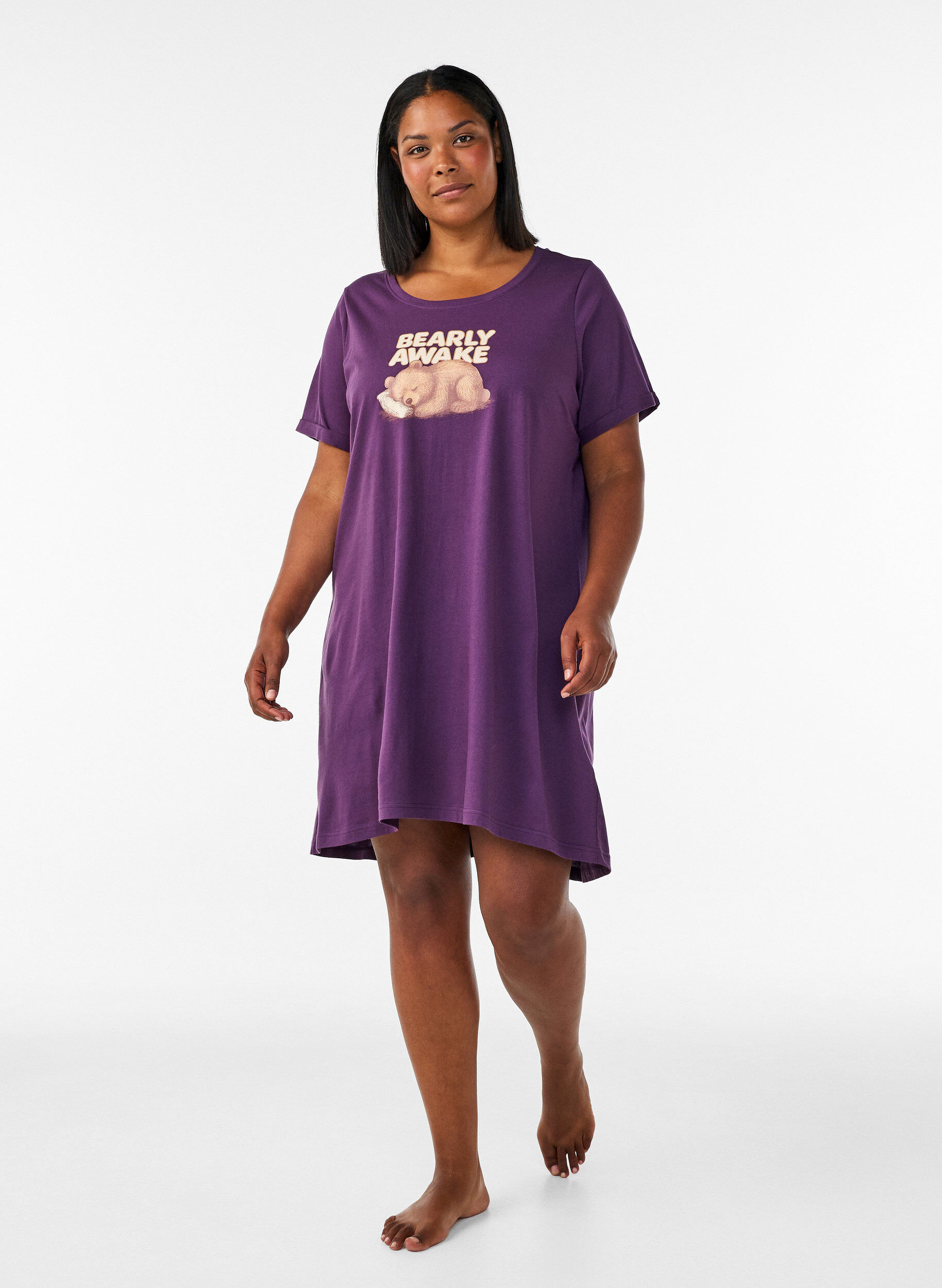 ZizziLyhythihainen y&ouml;paita luomupuuvillasta, Sininen, Model image number 1