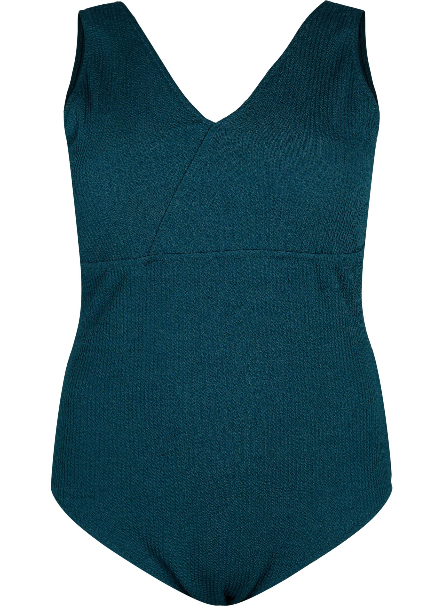 Zizzi Kietaisu-uimapuku, jossa on kreppikuosi, Dark Sea, Packshot image number 0