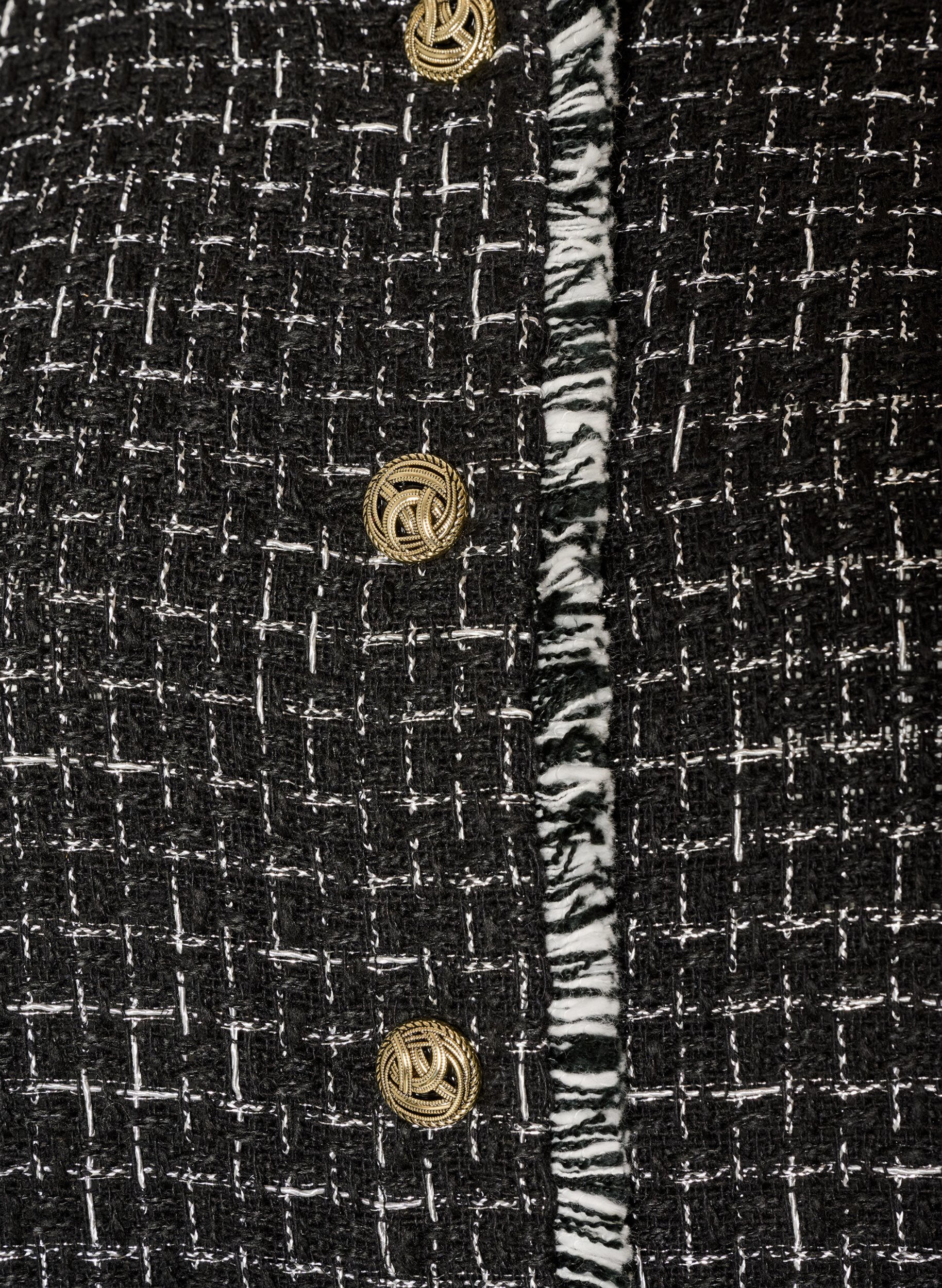 ZizziRuudullinen liivi koristeellisilla napeilla, Musta, Packshot image number 2