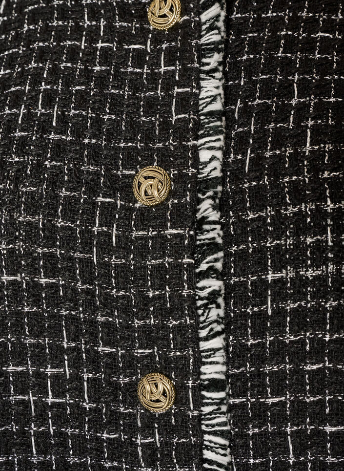 Ruudullinen liivi koristeellisilla napeilla, Musta, Packshot image number 2