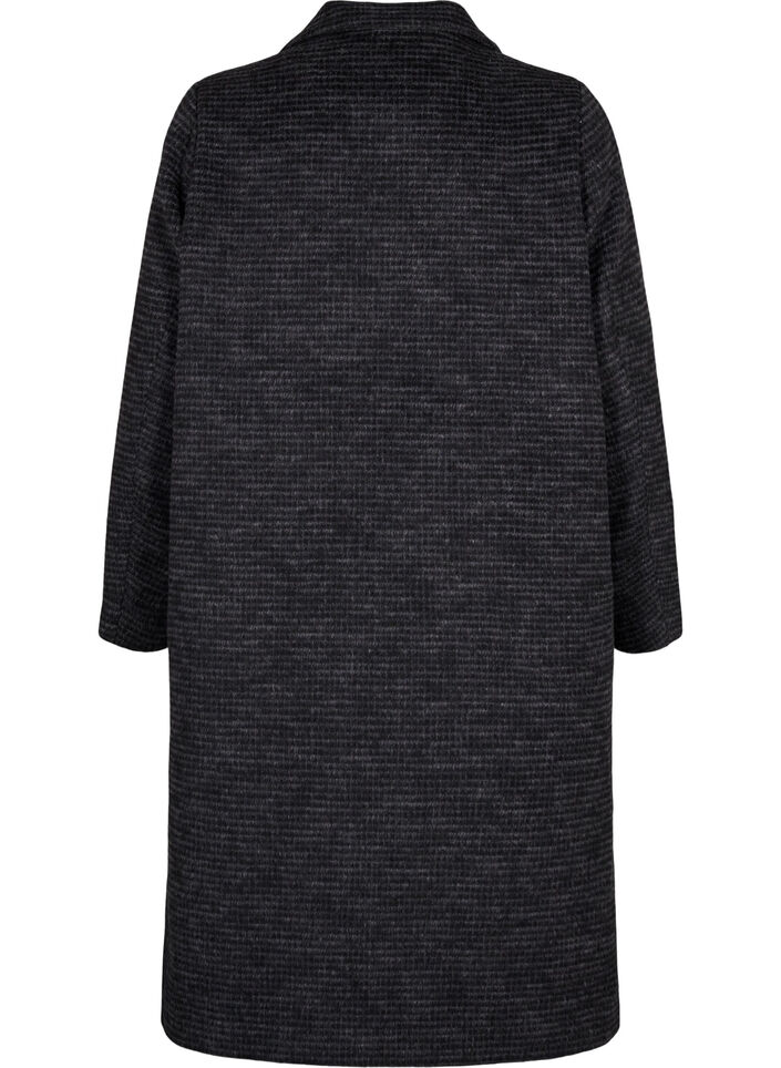 Ruudullinen villakangastakki harjatulla pinnalla, Black Comb, Packshot image number 1