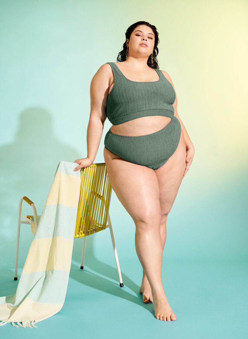 Bikinialaosa krepatulla tekstuurilla, Vihreä, Image image number 0