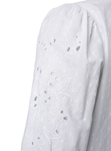 Rakenteellinen paitapusero kirjailulla anglaise, Bright White, Packshot image number 3