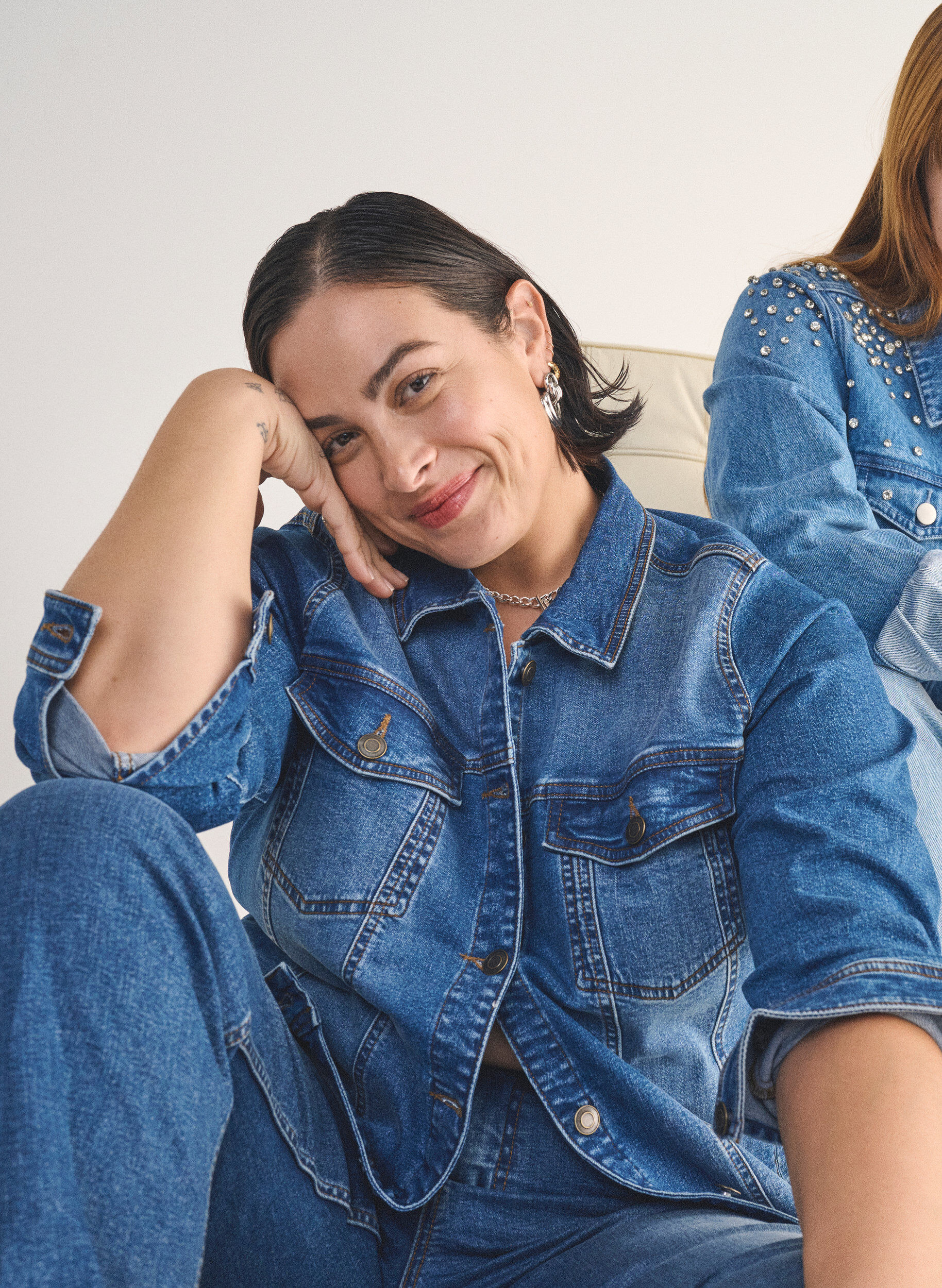 Zizzi Denimtakki klassisella leikkauksella, Sininen, Image image number 0