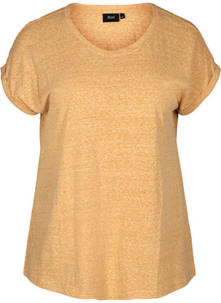 Meleerattu puuvillainen t-paita, Mineral Yellow Mélange, Packshot image number 0
