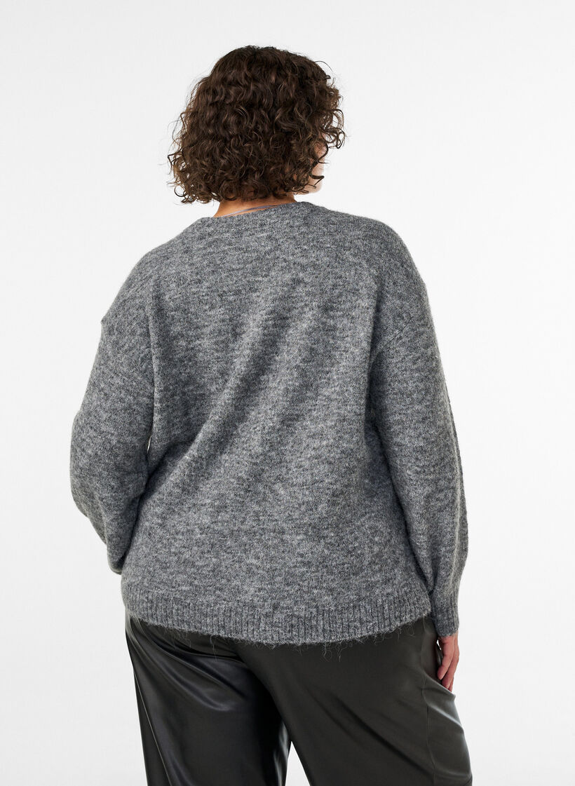 Neulepusero kukka-applikaatiolla, Harmaa, Model image number 2