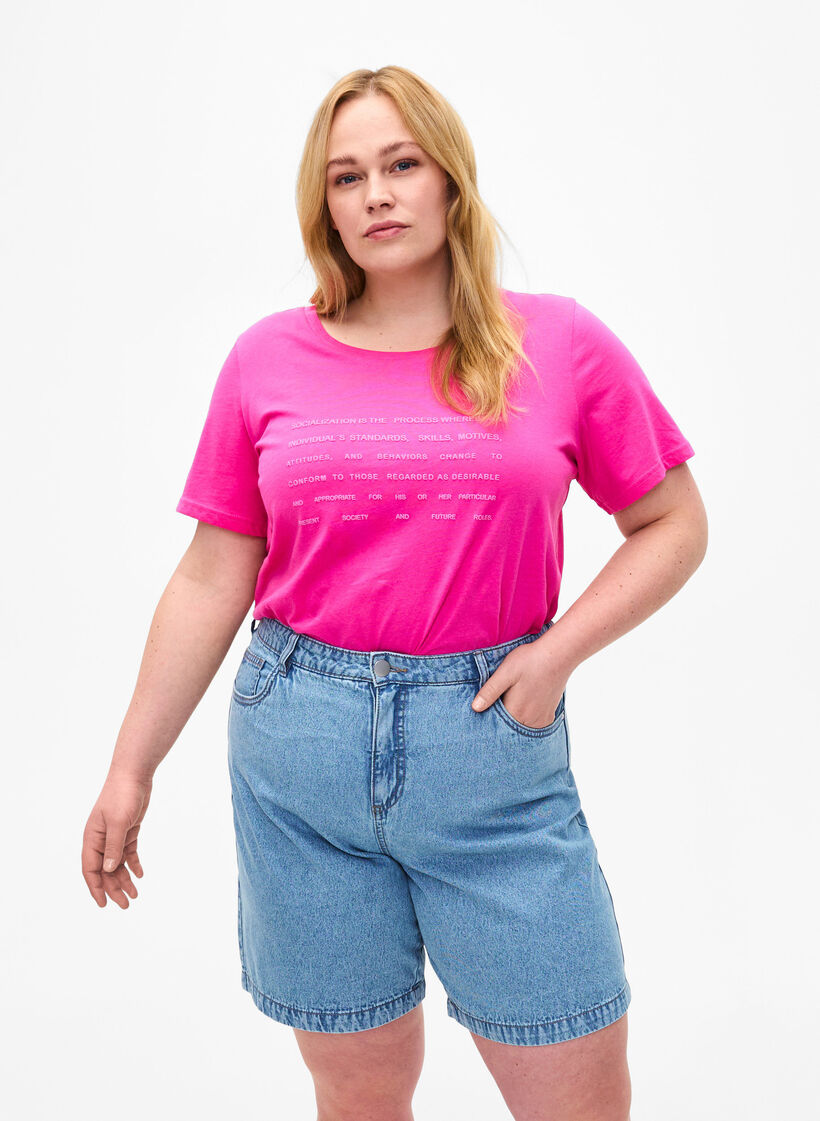 Korkeavyötäröiset farkkushortsit, Light Blue Denim, Model image number 0