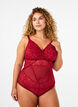 Pitsinen bodystocking verkkokankaalla, Rhythmic Red, Model image number 0