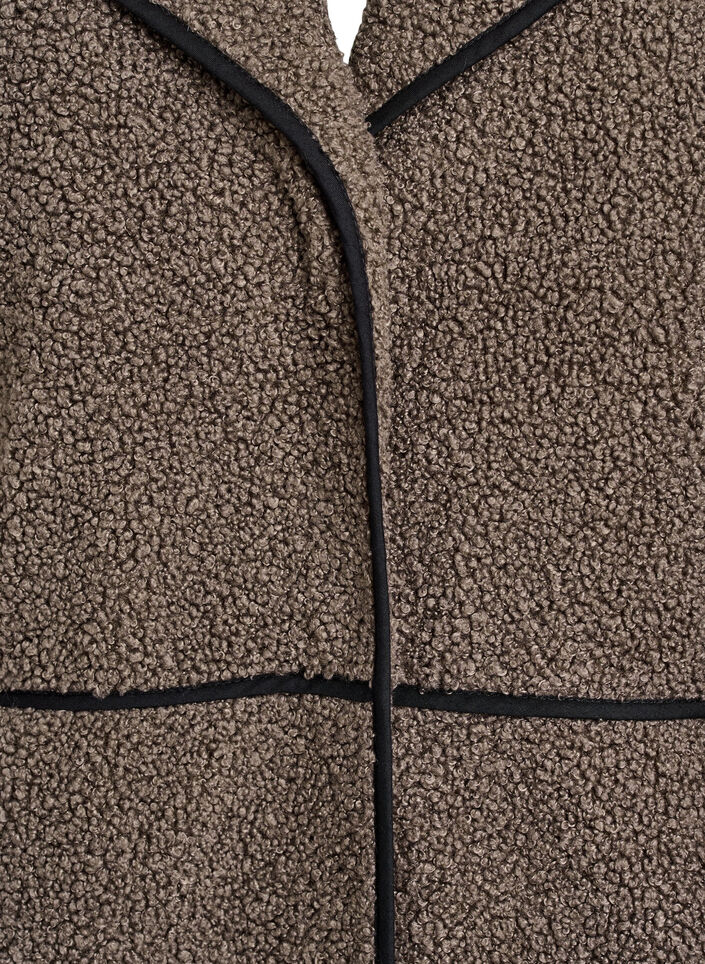 Pehmeä teddy-takki kontrastiyksityiskohdilla, Ruskea, Packshot image number 2