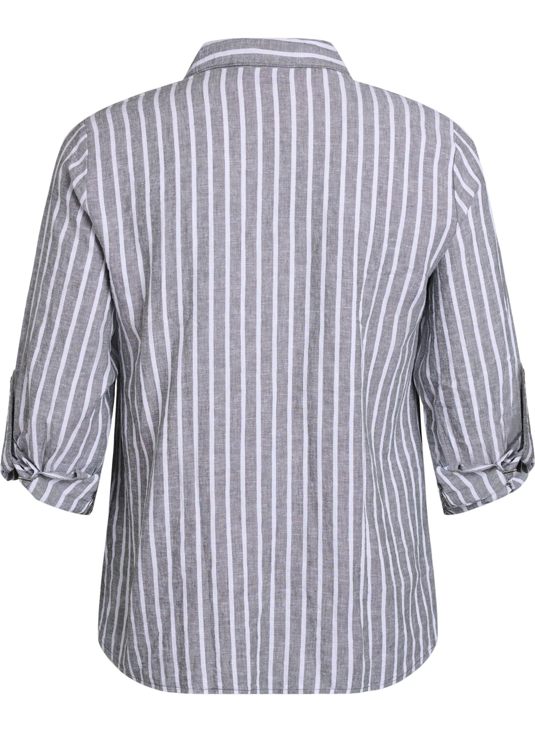 Zizzi Paita pellavaa ja viskoosia, 3/4-hihoilla, Vihre&auml;, Packshot image number 1