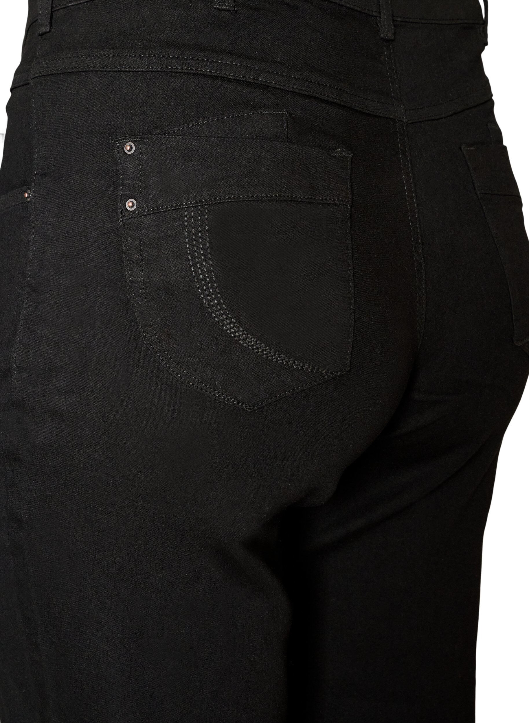 ZizziRegular fit Gemma -farkut korkealla vy&ouml;t&auml;r&ouml;ll&auml;, Musta, Packshot image number 3
