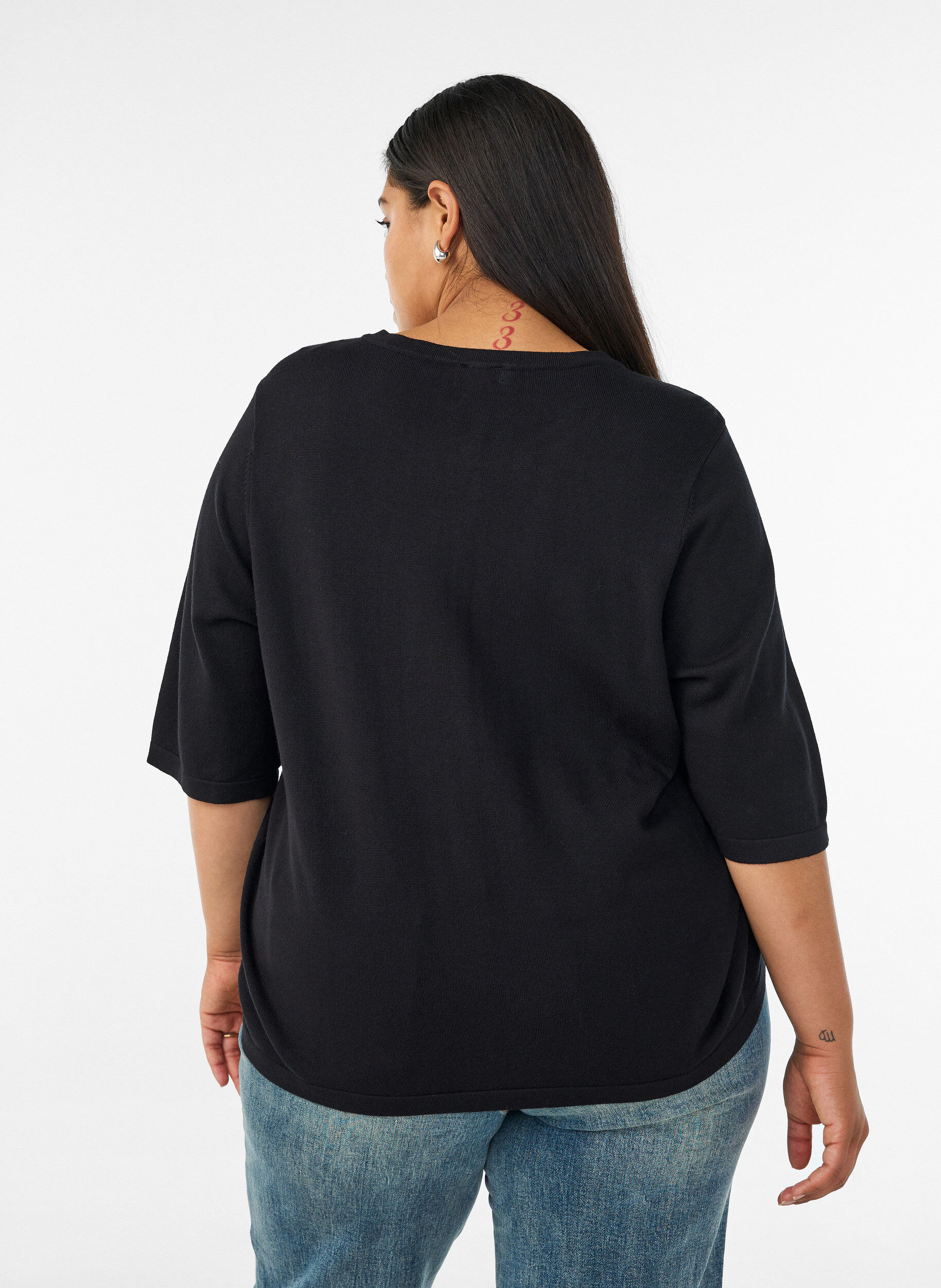 ZizziNeulecardigan syd&auml;nnapeilla ja lyhyill&auml; hihoilla, Musta, Model image number 2