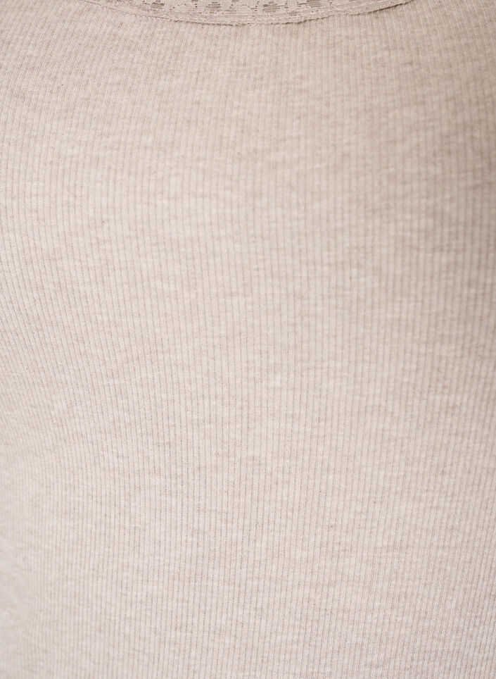 Ribattu toppi pitsireunuksella, Beige, Packshot image number 2