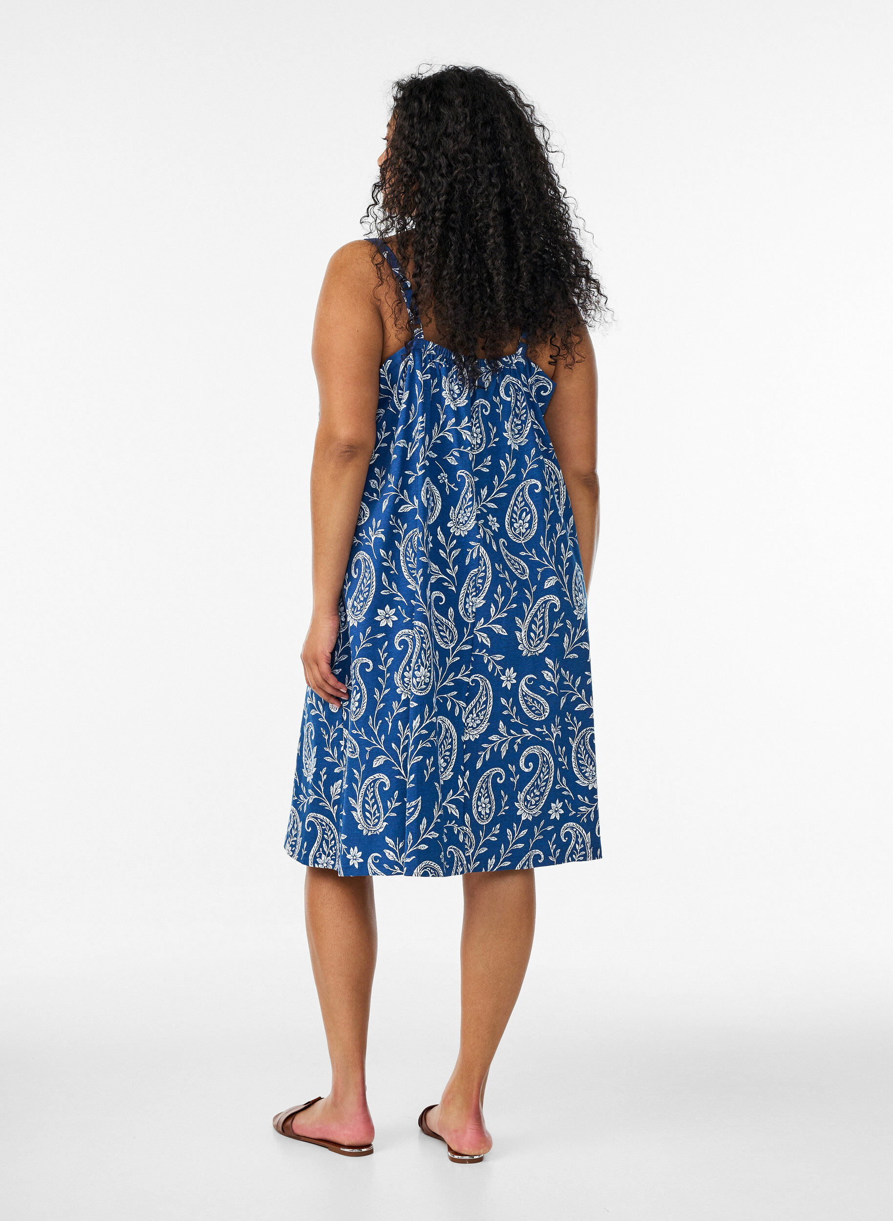 ZizziMidipituinen olkainmekko luomupuuvillaa, Sininen, Model image number 2