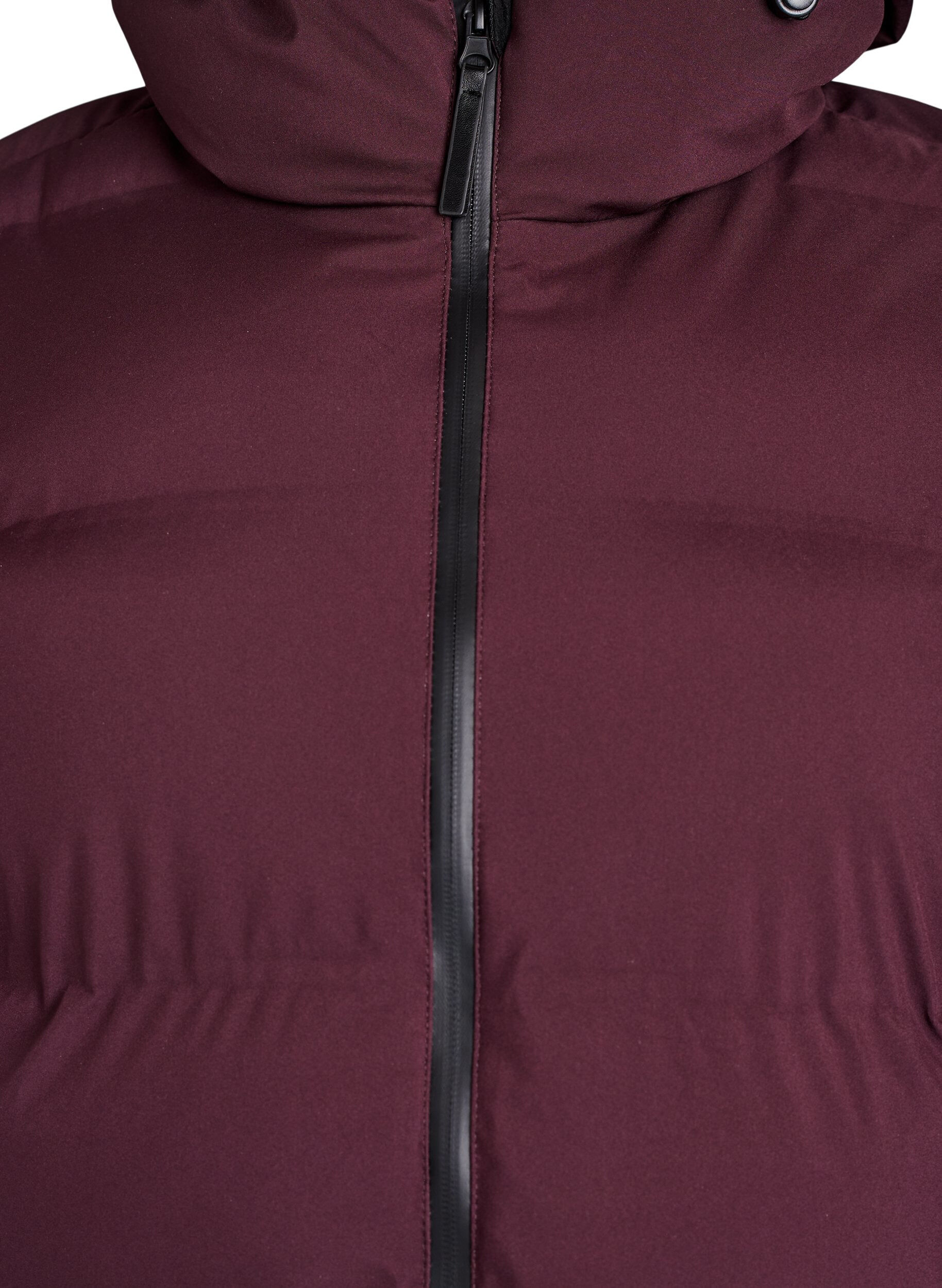 Zizzi Pitk&auml; toppatakki hupulla, Tumma Bordeaux, Packshot image number 2