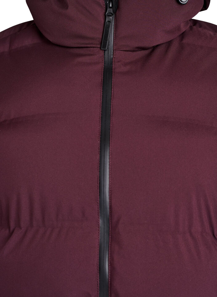 Pitkä toppatakki hupulla, Tumma Bordeaux, Packshot image number 2