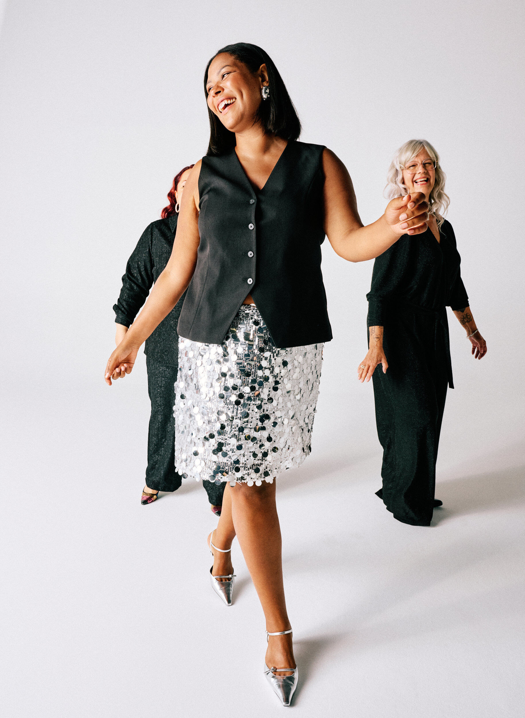 Zizzi Lyhyt paljettihame joustavalla vy&ouml;t&auml;r&ouml;ll&auml;, Hopea, Image image number 0