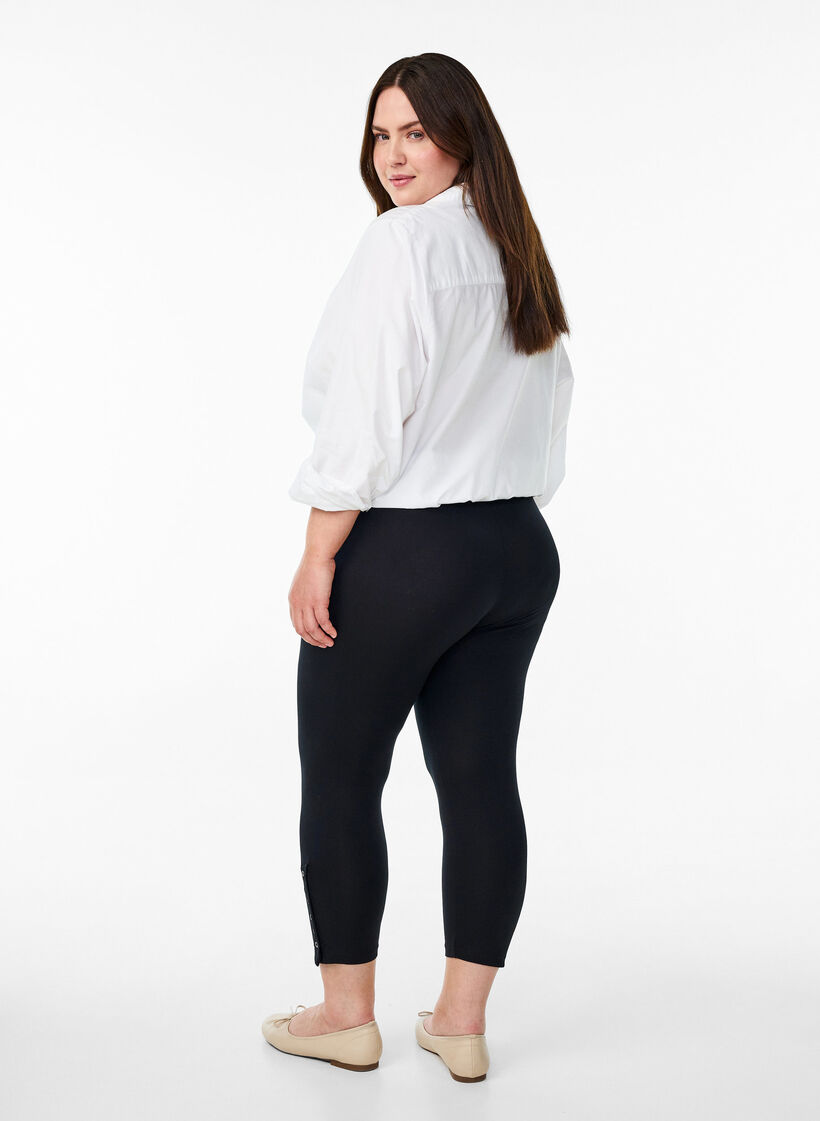 3/4-leggingsit napeilla, Musta, Model image number 2
