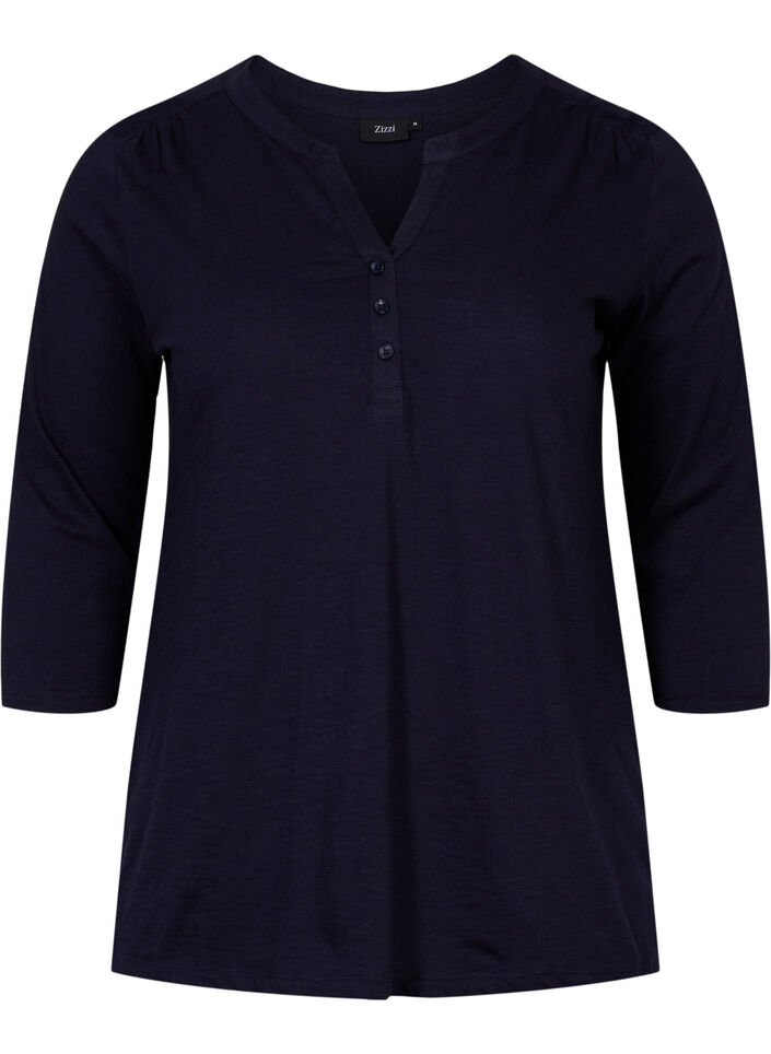 Puuvillapusero 3/4-hihoilla, Night Sky, Packshot image number 0