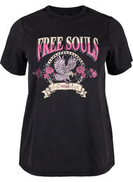 Luomupuuvillainen T-paita kotka-kuviolla, Grey Free Souls