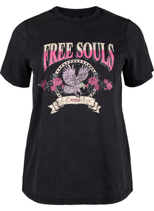 Luomupuuvillainen T-paita kotka-kuviolla, Grey Free Souls, Packshot image number 0