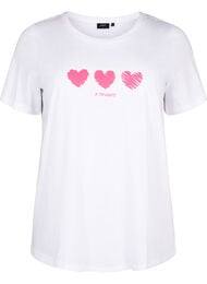Puuvillainen T-paita painatuksella, B. White W. Hearts