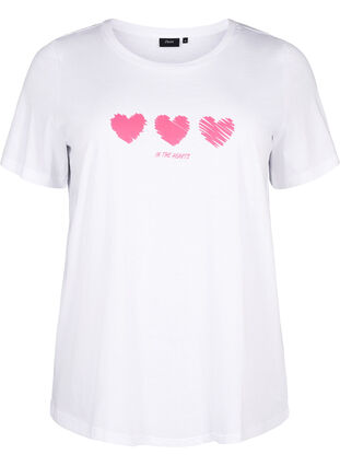 Puuvillainen T-paita painatuksella, B. White W. Hearts, Packshot image number 0