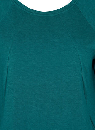 Kampanjatuote - Puuvillainen svetarimekko taskuilla ja 3/4-hihoilla, Teal Green Melange, Packshot image number 2