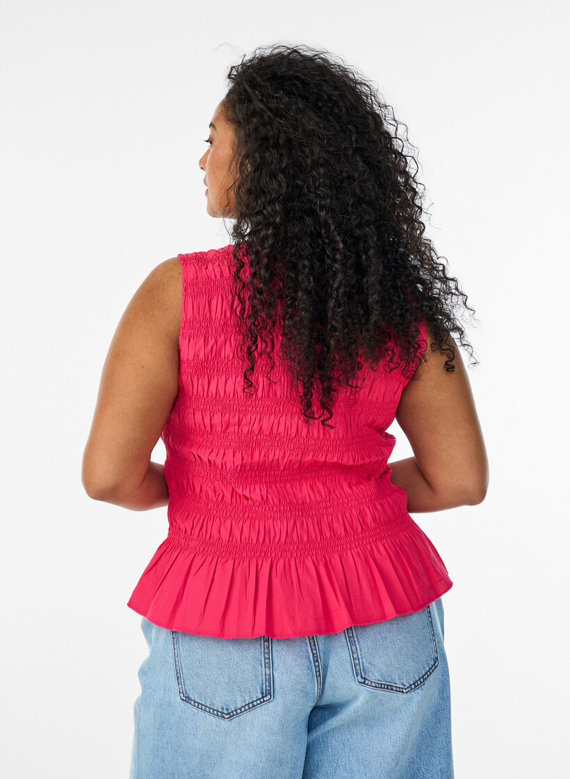 Smokkitoppi venep&auml;&auml;ntiell&auml; ja peplum-helmalla, Vaaleanpunainen, Model image number 2