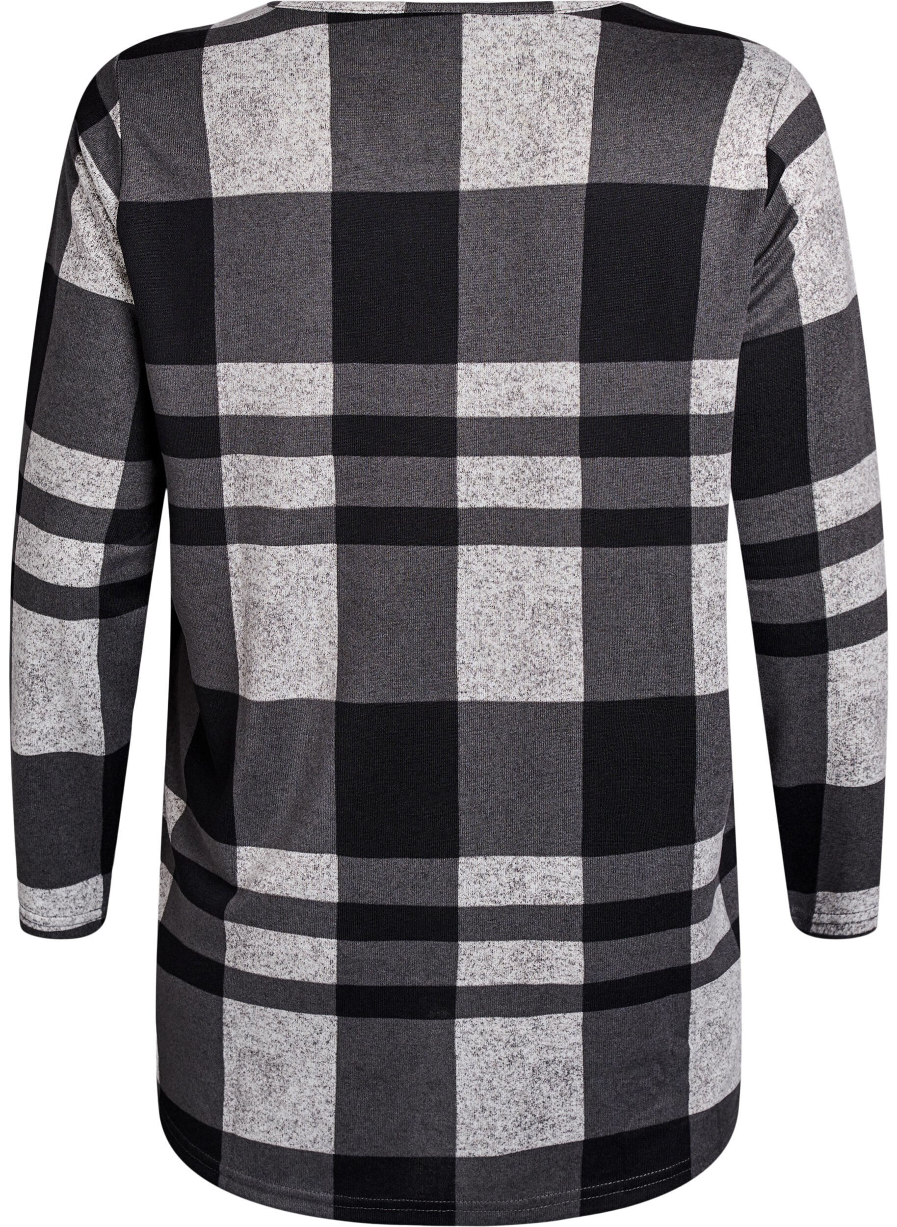 Zizzi Pitk&auml;hihainen kuviollinen pusero, Harmaa, Packshot image number 1