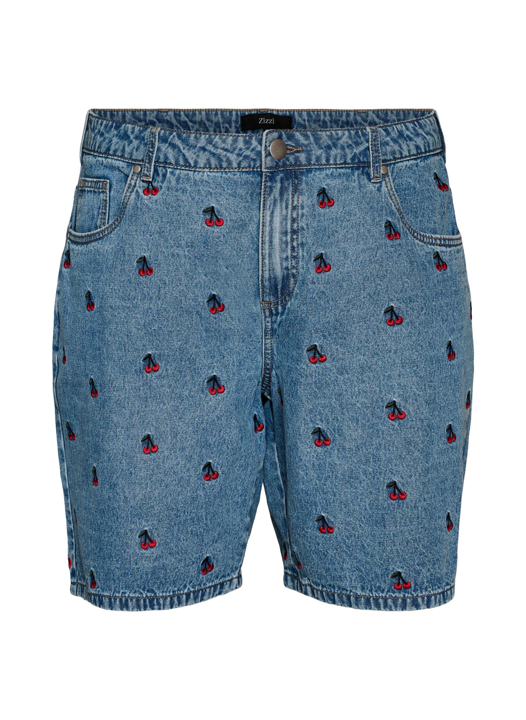 Zizzi Kirjailut denimshortsit, Sininen, Packshot image number 0