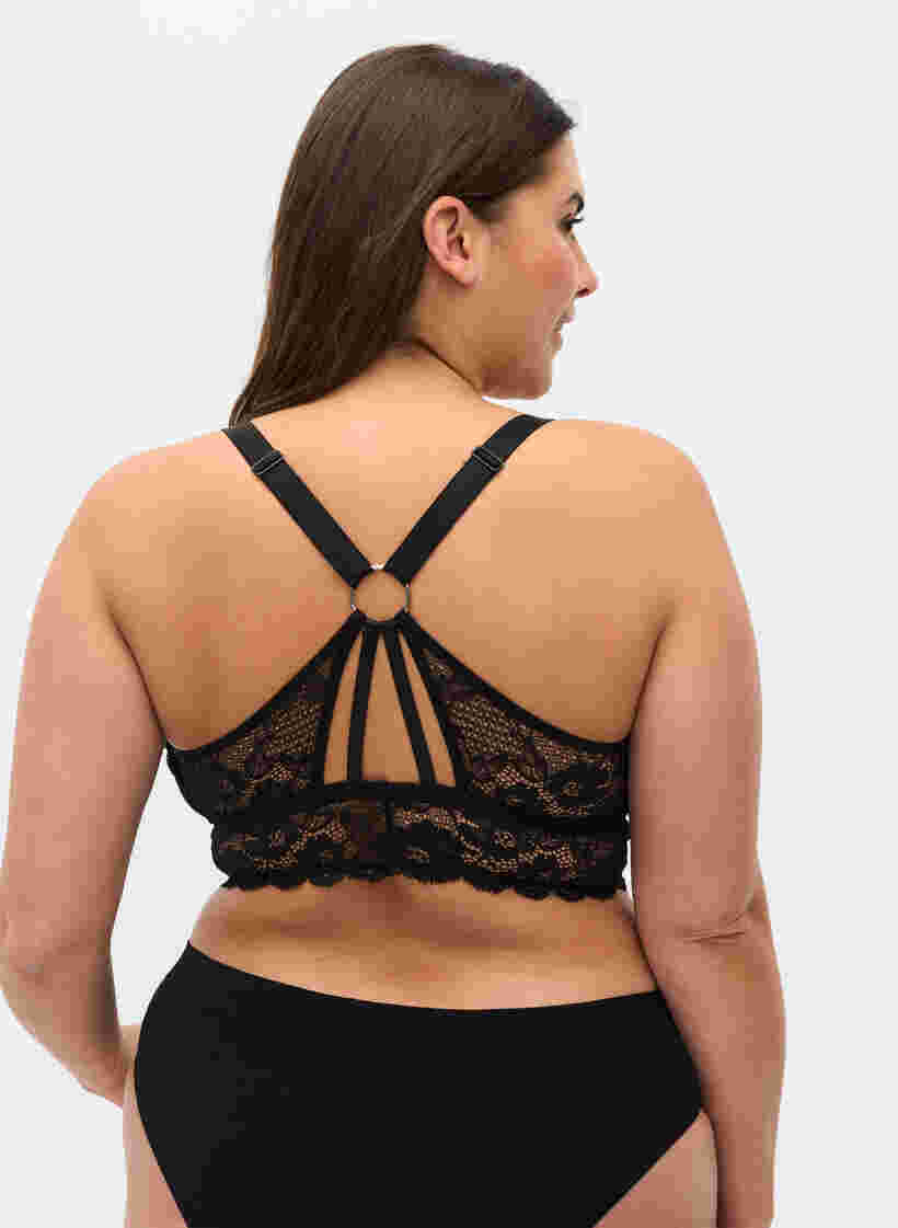 Topatut pitsiset rintaliivit kauniilla selällä, Black, Model image number 1