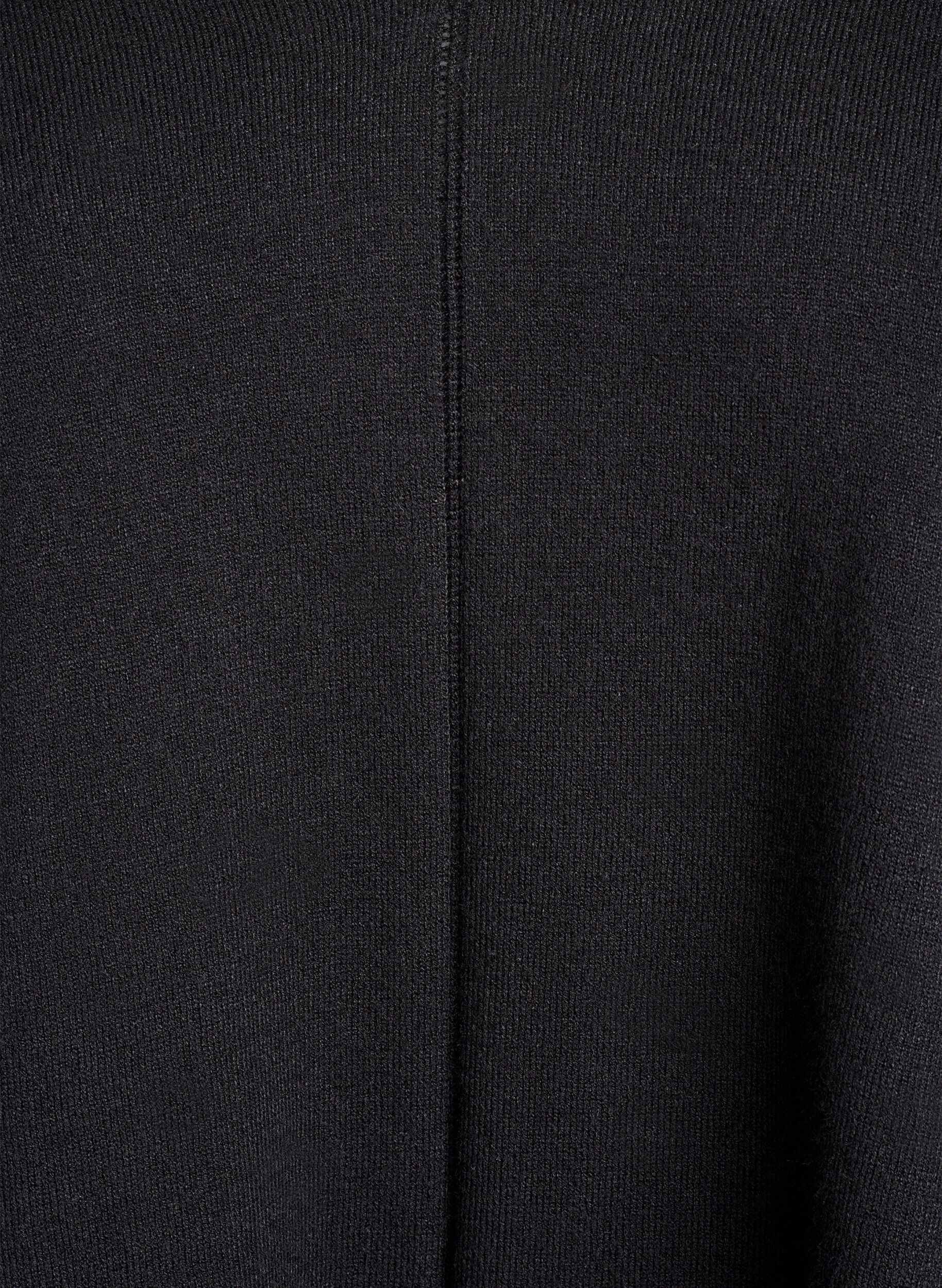 Zizzi Hienoneulepusero, jossa V-p&auml;&auml;ntie ja etuyksityiskohta, Musta, Packshot image number 2