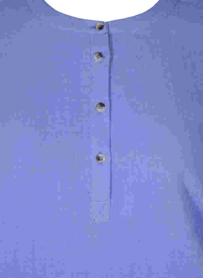 Puuvillapusero napeilla ja 3/4-hihoilla , Ultramarine, Packshot image number 2