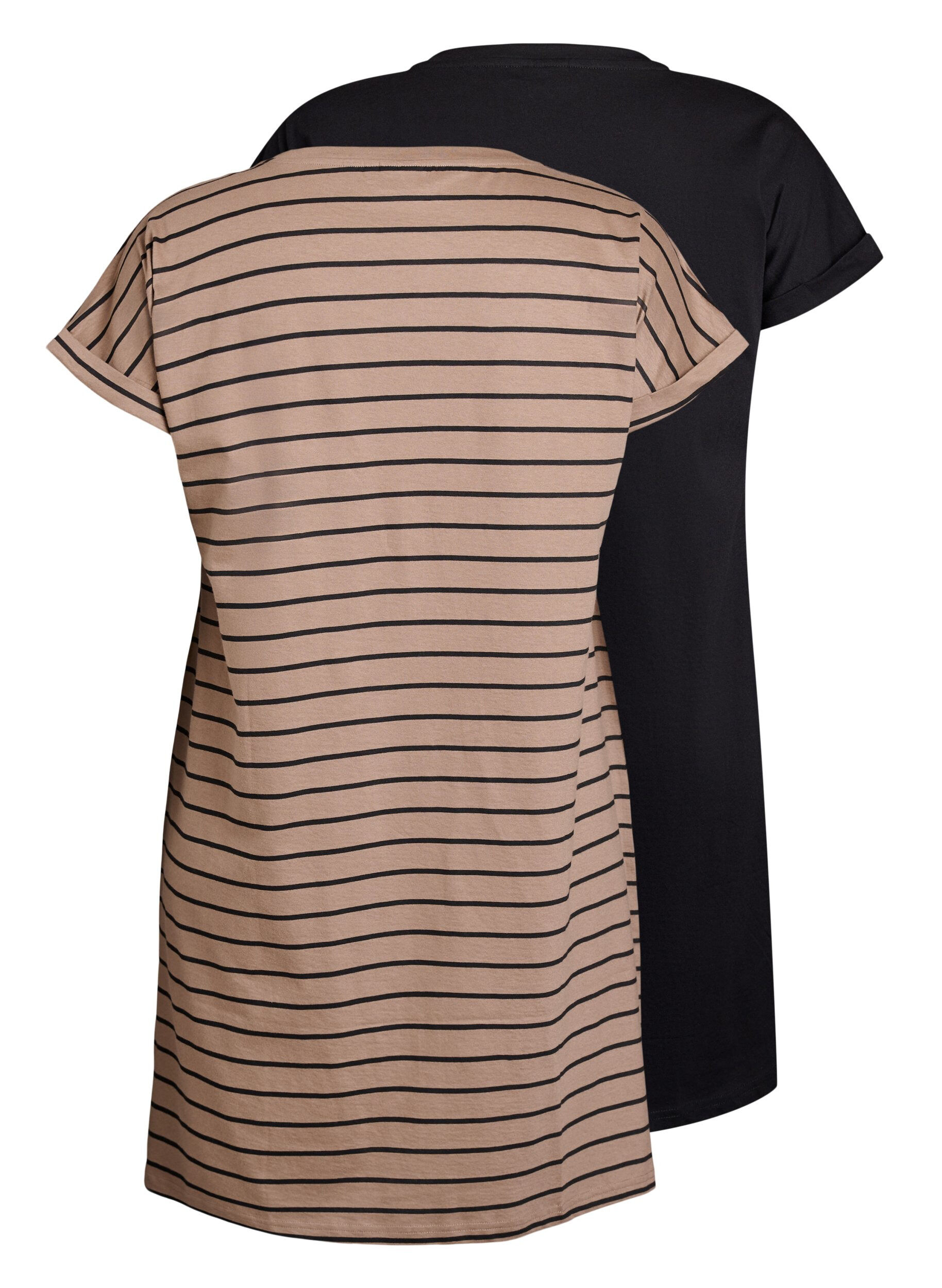 Zizzi2-pack T-paitamekko lyhyill&auml; hihoilla, Ruskea, Packshot image number 1