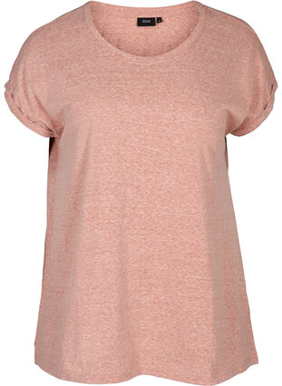 Meleerattu puuvillainen t-paita, Old Rose Mélange, Packshot image number 0