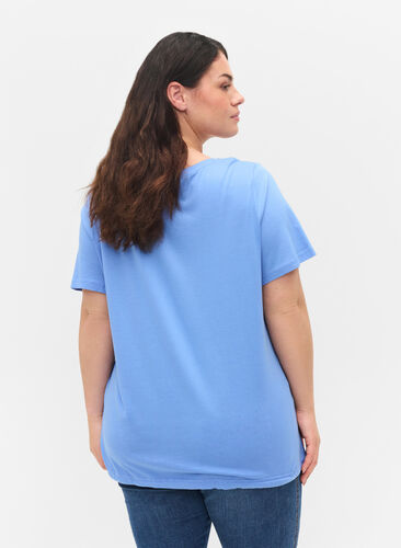 Lyhythihainen t-paita säädettävällä helmalla, Ultramarine, Model image number 1